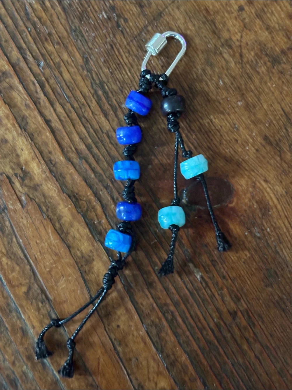 Handmade Blue Beaded Men’s Keychain Accessory